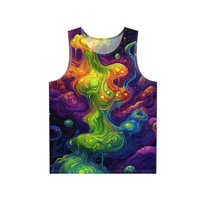 Front view of the I Love Lava Lamp men's tank top with retro psychedelic design.