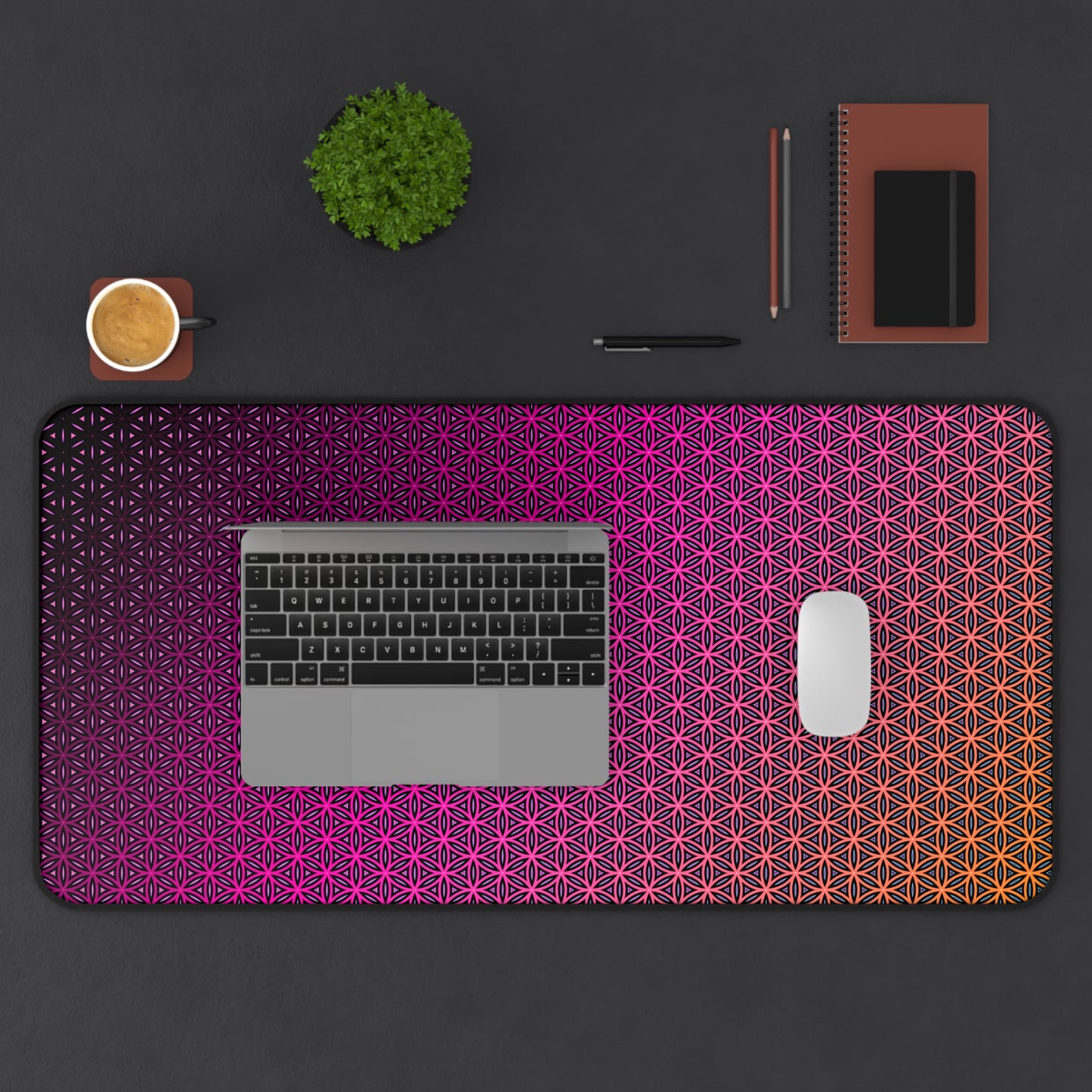 "Pink Flower of Life Pattern" DESK MAT (12x18)(12x22)(15.5x31)