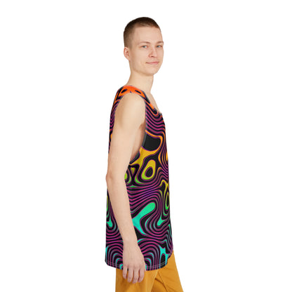 Wild Cat tank top folded, showing the psychedelic print pattern.