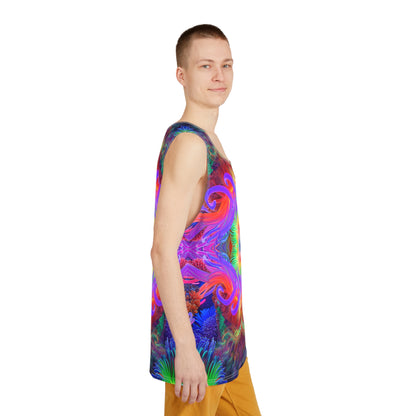 Corner detail of the Anemone men's tank top hem.
