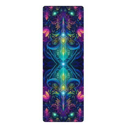Flat lay of an Orchidious V2 yoga mat showing the full edge-to-edge orchid print.