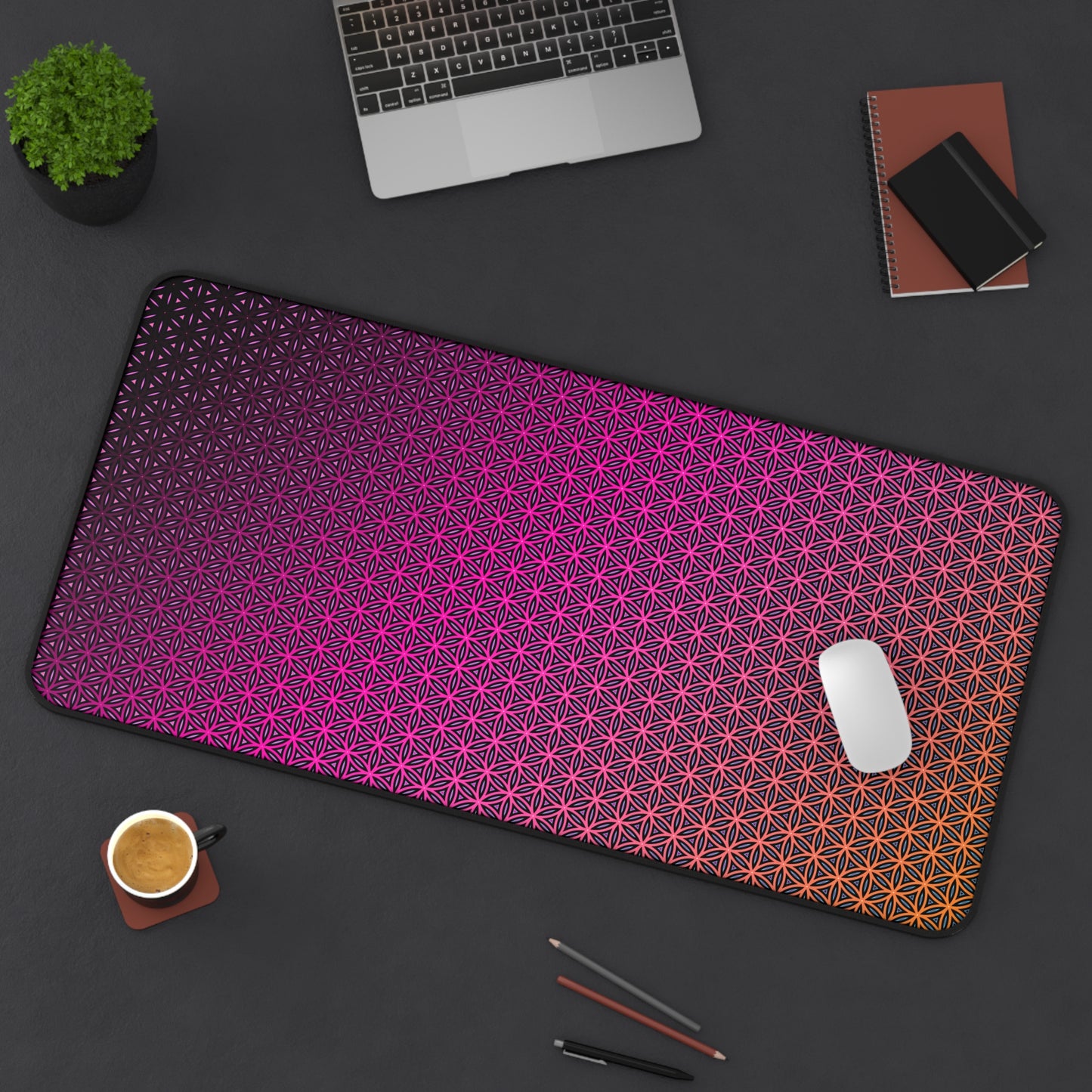 "Pink Flower of Life Pattern" DESK MAT (12x18)(12x22)(15.5x31)