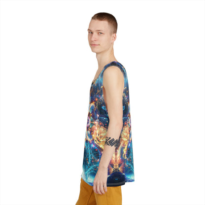 Polaris men's tank top laid flat, showing the full front print.