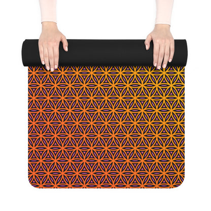 Corner detail of the Wook Flower yoga mat showing the microfiber suede top texture.