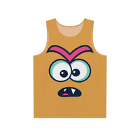 Confused Face men's tank top, front flat lay showing the psychedelic face print.