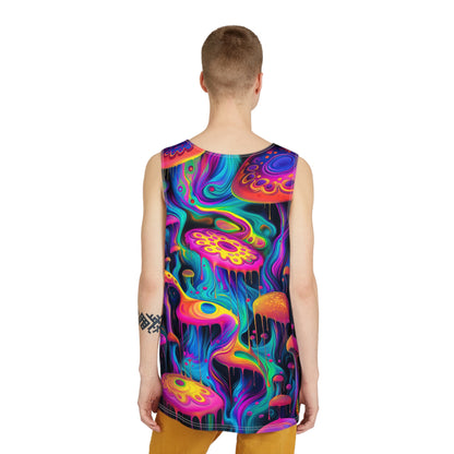 Back view of the Shpongleoid men's tank top showing the all-over print continuing across the fabric.