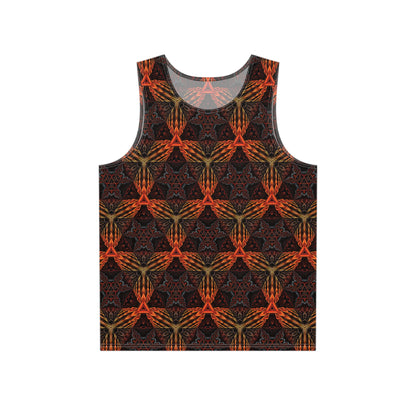 The Steel Forge men's tank top laid flat, showing the full psychedelic print design.