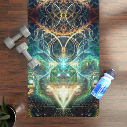 Blossom floral design printed edge-to-edge on a rubber yoga mat.