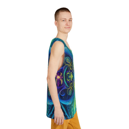 "Orchidious V2" men's tank top, additional product photo showing the all-over print design.
