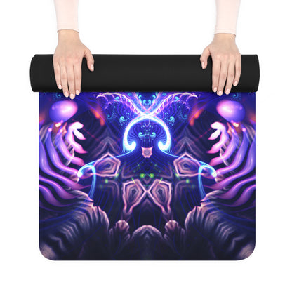 Flow State yoga mat with the full edge-to-edge print design.