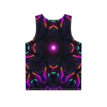 Close-up of the Knight City Core graphic printed on the tank top fabric.