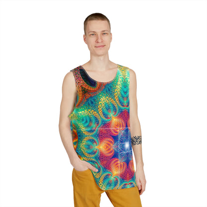 Back view of the Free Your Mind Fibonacci men's tank top design.