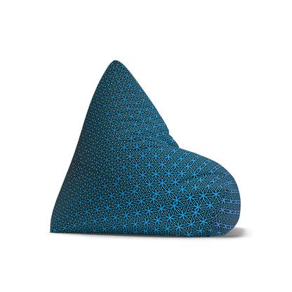 Overhead view of the Blue Flower of Life bean bag chair cover pattern.