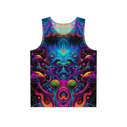 Gillip men's tank top shown from the front, full print view.