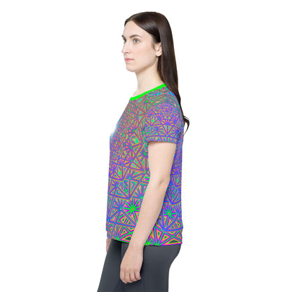 "Flower of Tron" women's sport tee, additional product photo showing the all-over print design.