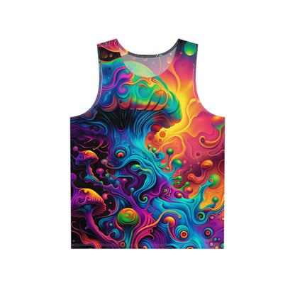 Flat lay of the 'Void Destroyer' all-over-print men's tank top