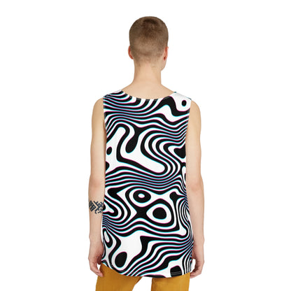 Front view of the white Wild Cat tank top with the design printed edge to edge.