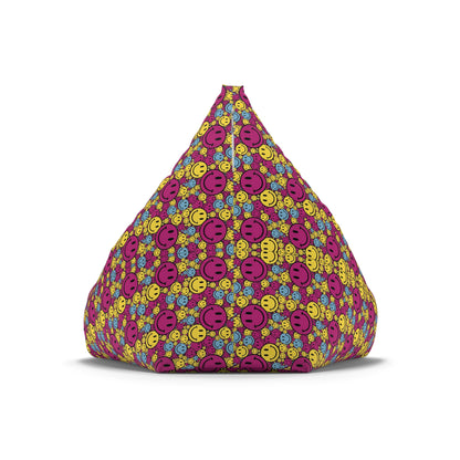 "Purple Yellow Blue Smiley Pattern" BEAN BAG CHAIR COVER