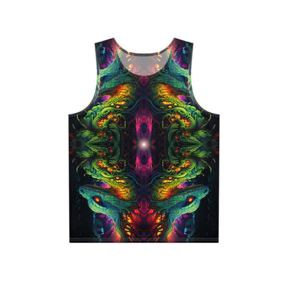 Flat lay of the Seed of Knowledge men's tank top showing the print.