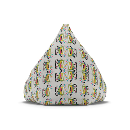 Cassette Pattern bean bag chair cover shown folded flat.