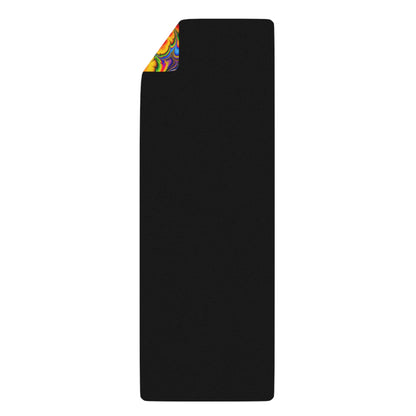 Corner view of the Stillpoint yoga mat showing the natural rubber bottom edge