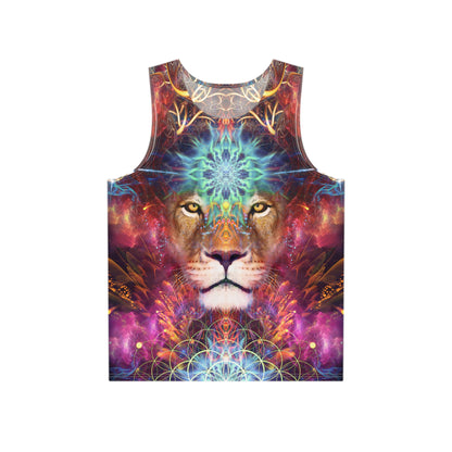 "Genesis" men's tank top, primary product photo of the all-over print design.