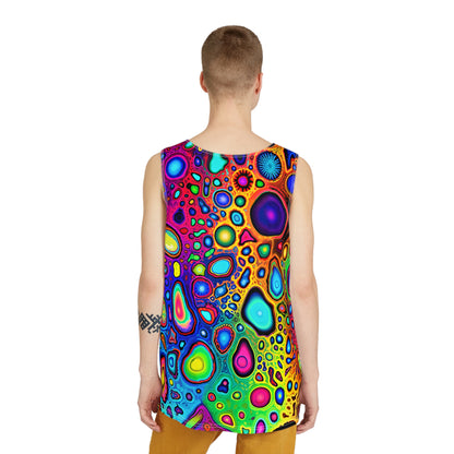 Detail of the Psycho Leopard graphic on a men's tank top