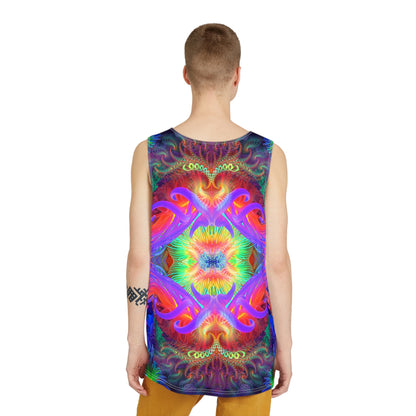 The Anemone men's tank top design shown from above.