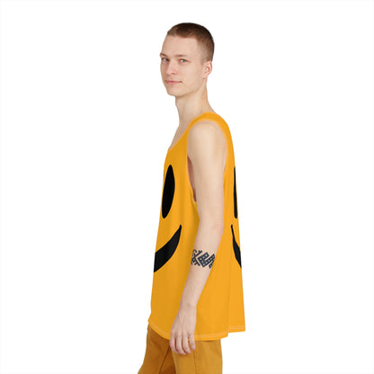 Folded men's tank top showing the 'Yellow Smiley' design.