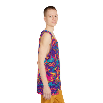 Flat lay of the Liquid Psy psychedelic men's tank top.