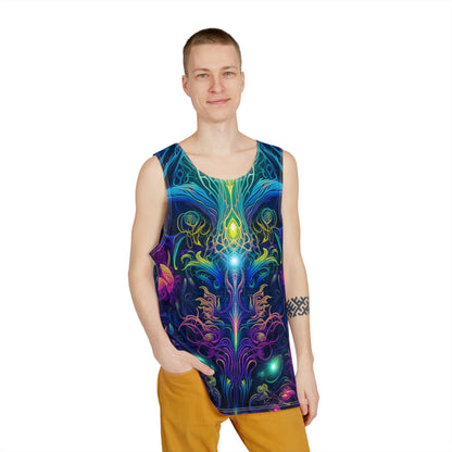 Angled view of the Orchidious men's tank top.