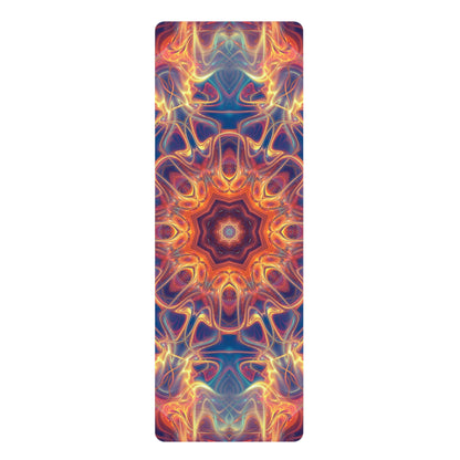 Close-up of the Aquatic Rays yoga mat's microfiber suede top texture.