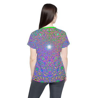 "Flower of Tron" women's sport tee, additional product photo showing the all-over print design.