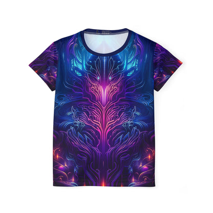 "Midnight Spell" women's sport tee, primary product photo of the all-over print design.