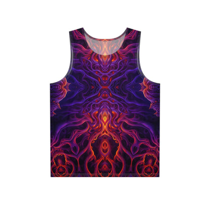 Flat lay of the Lilith's Gate V2 men's tank top showing the full print.