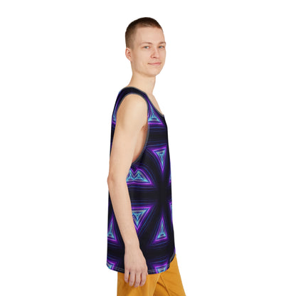 Side view of the Dark Prism all-over print men's tank top.