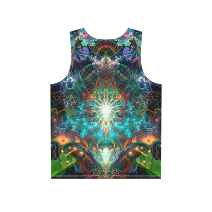 Back flat lay of the 'To Tree or Not To Tree' men's tank top with the print continuing across the fabric.