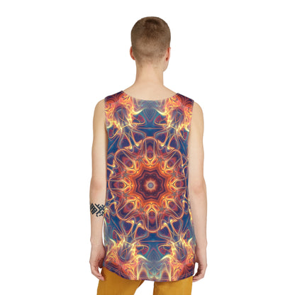 The Aquatic Rays men's tank top design shown from above.