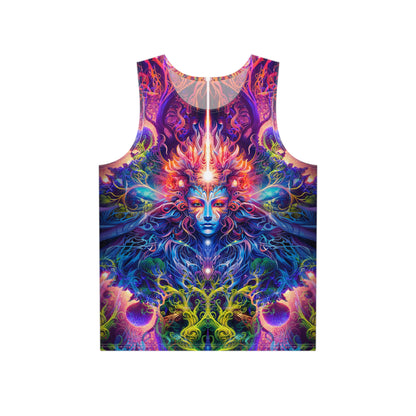 Front view of The Sacred Vine men's tank top, full all-over print visible.