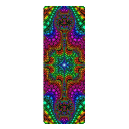 Flat lay of the Kambo yoga mat showing the full printed design.