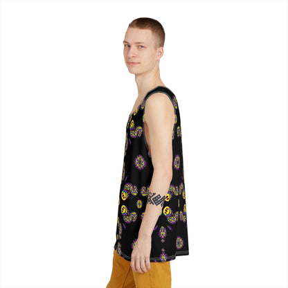 Product photo of the Alien Smiles Lattice men's tank top from above.