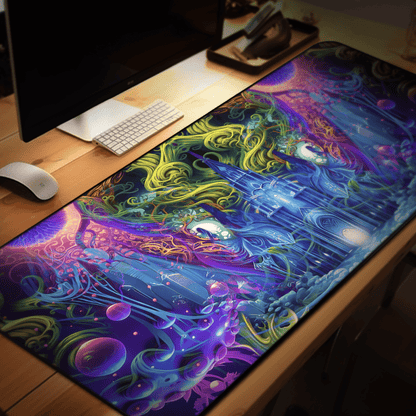 The Sacred Vine psychedelic desk mat shown as a flat full print preview