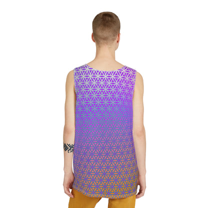 Back view of the Flower de Life (Bottom Version) men's tank top showing the all-over print continuing across the fabric.