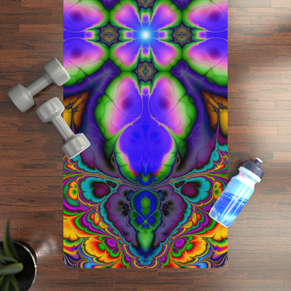 Stillpoint yoga mat shown at an angle highlighting the microfiber suede top texture
