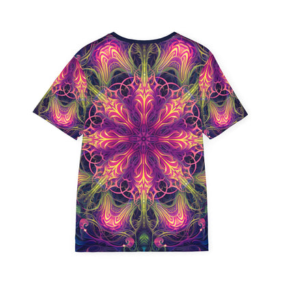 'Gatekeepers Mandala' sport tee for men, back view showing the print continuing across the back.