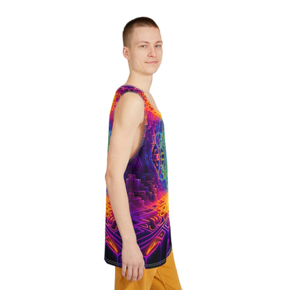 Folded Focused Thought men's tank top showing the soft polyester-spandex fabric.