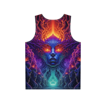 Back view of the Lilith print men's tank top showing the full design.