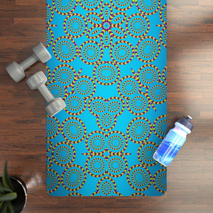 Loco Motion yoga mat shown at an angle highlighting the microfiber suede top texture