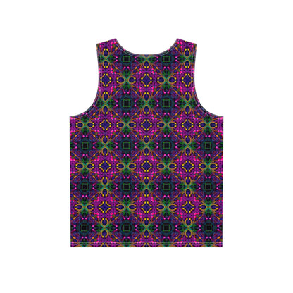 Close-up of the Kiss Me Pattern graphic printed on the tank top fabric.