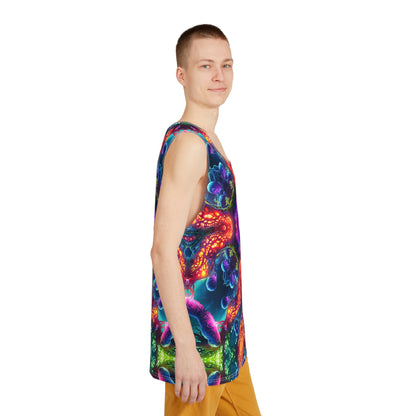 Mycoria men's tank top laid flat.